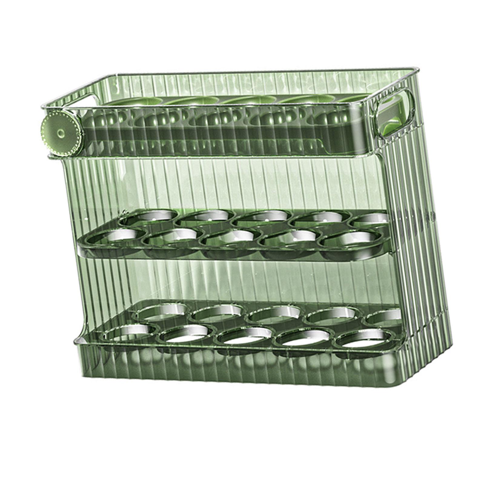 

30 Count Flip Fridge Egg Tray Container PET Auto Keep Eggs Fresh Flip Egg Tray Container for Refrigerator Dooor Green зелений