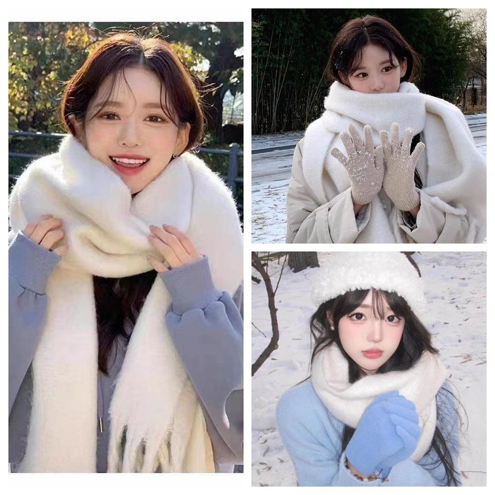 Korean Style Plaid Thickened Winter Shawl Scarf for Women