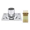 Home Dance Bar Mounting Plate In Stainless Steel with a Rectangular Profile, Center Support Socket and Four Mounting Bolts Included