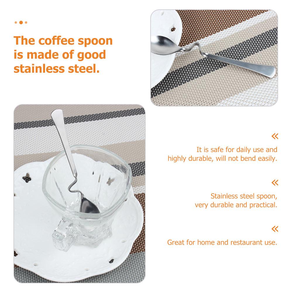 6 Pcs Stirrers Mixing Spoons Stainless with Curved Handle Coffee Stirring Steel
