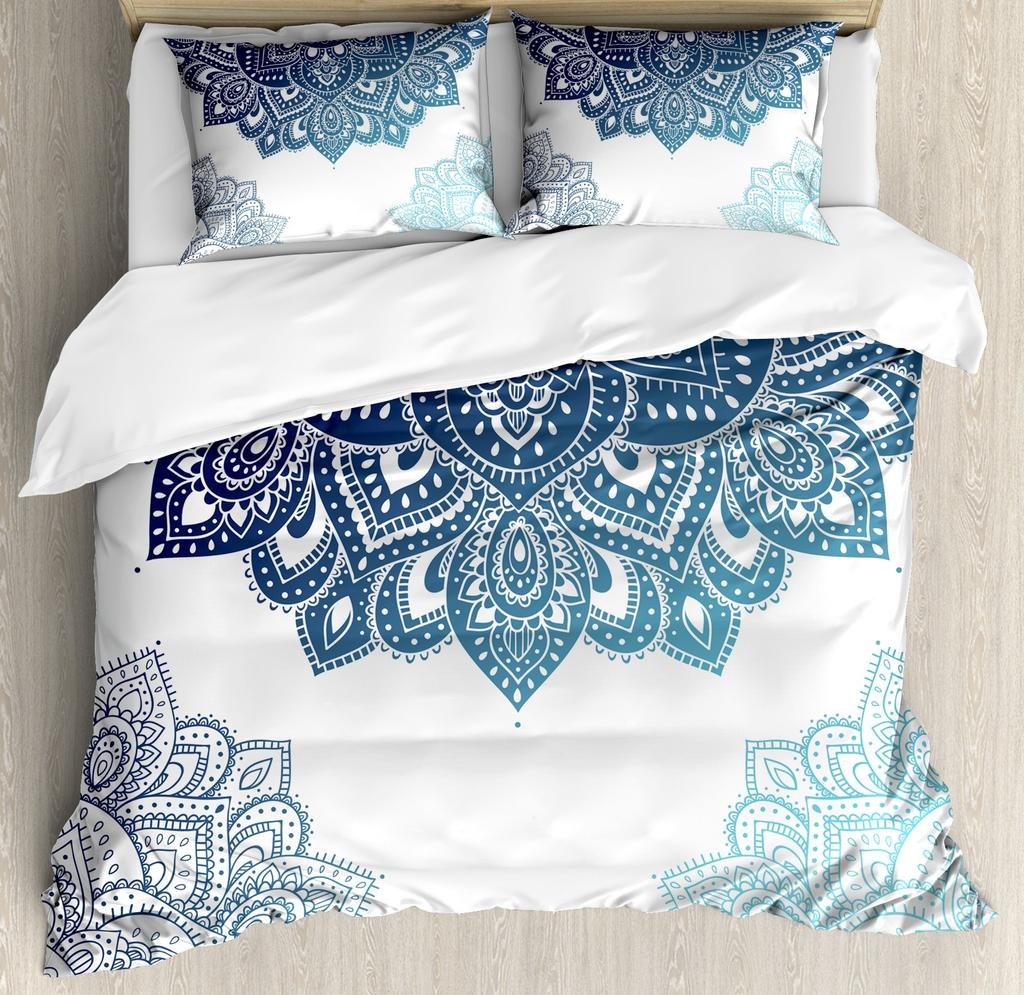 Mandala Purple Galaxy Duvet Cover Boho Chic Petal Flower Bohemian Meditation Gypsy Hippie Floral Exotic Retro Decor Women Gifts