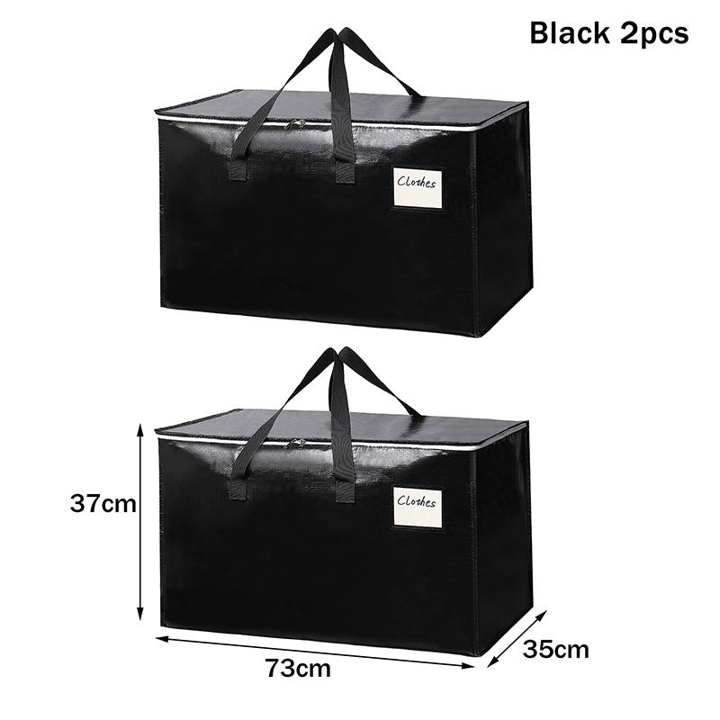 Transparent Large Capacity Woven Storage Bag,Quilted Storage Bag,Closet Type Waterproof Double Zipper Portable Clothing Storage