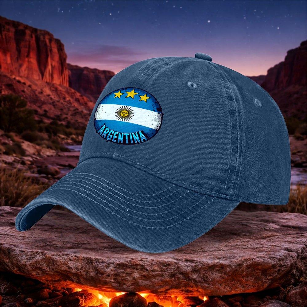 Argentina Flag Vintage Baseball Cap Unisex Adjustable Hook  Loop Lightweight Hat for Outdoor Sports Travel Camping Fishing