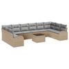 Garden Sofa Set with Cushions 11 Pcs Beige and Light Grey Poly Rattan