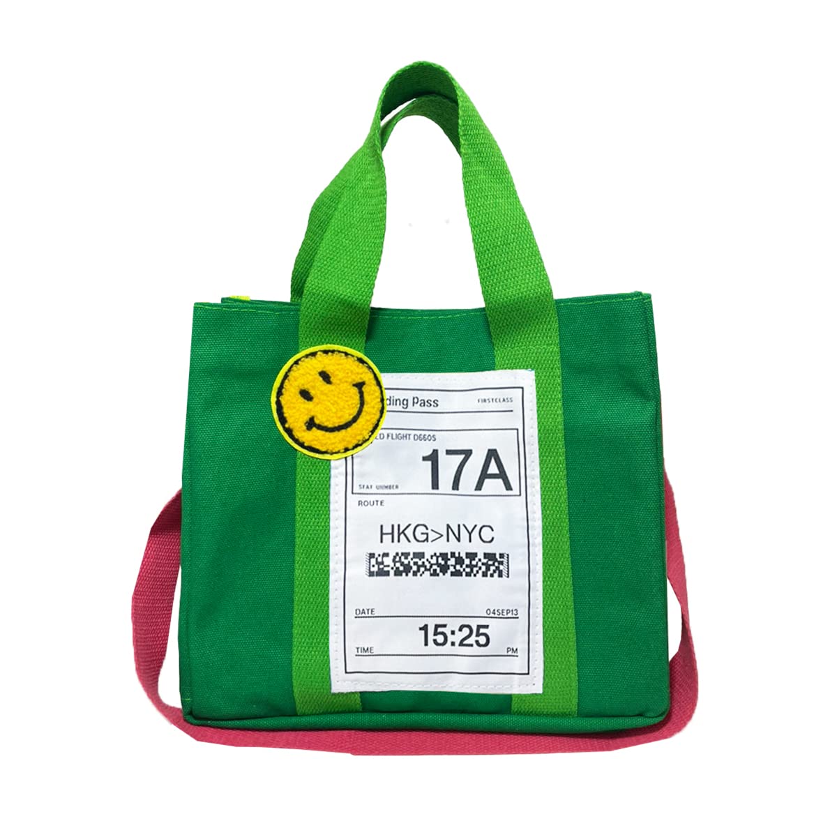 

Smile Tote Bag Canvas 2way Crossbody Shoulder Cotton Lunch Bag Large Capacity Lightweight Bag [DIVA Rose] Mother s (Green) зелений