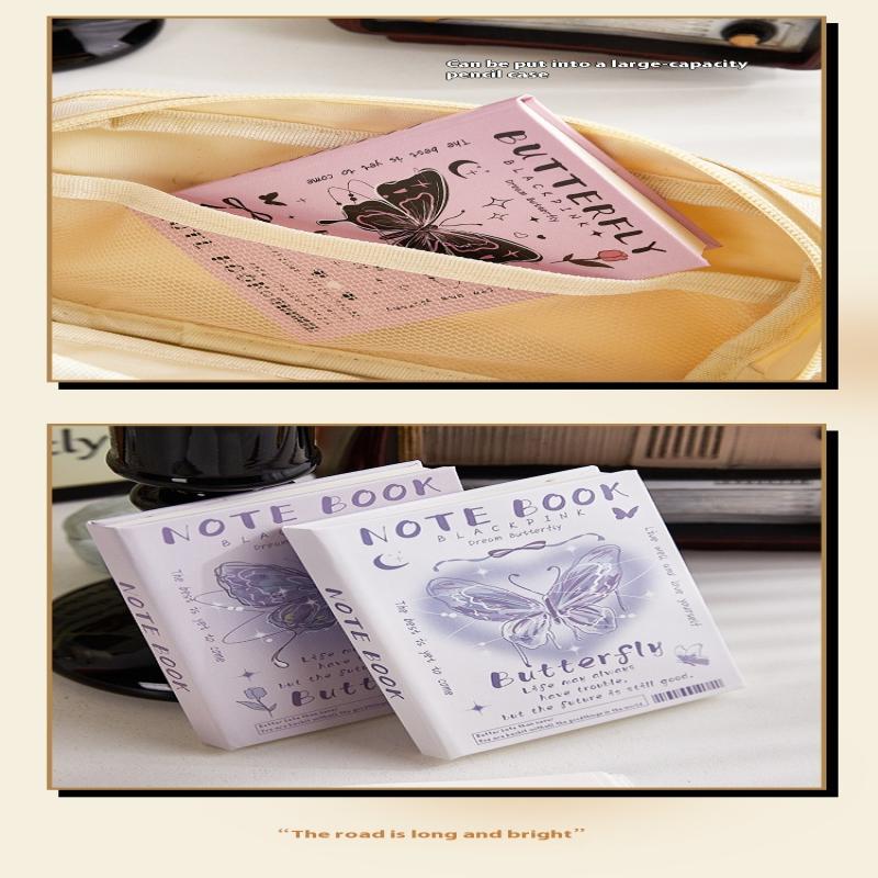 1 Stück Süßes Cooles Notizbuch für Studentin Retro Amerikanischer Stil Schmetterling Welpe Sammelalbum Horizontales Innenblatt Journal Notizblock