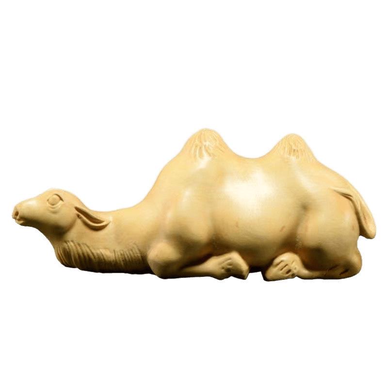 Wenge Boxwood Camel Pen Holder - Solid Wood Carved Desktop Ornament