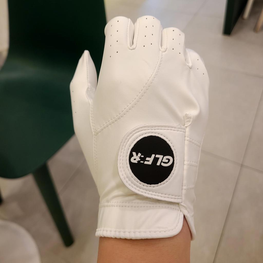 GLFR Premium Synthetikleder Golfhandschuh, Langlebig, Grip, Weiß (21