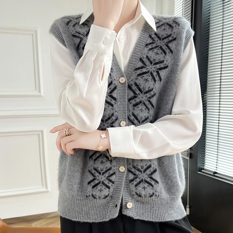 Women's Cashmere Vest Qinghe Cashmere 30% Cashmere 70% Wool Autumn and Winter Cashmere Vest Soft and Warm