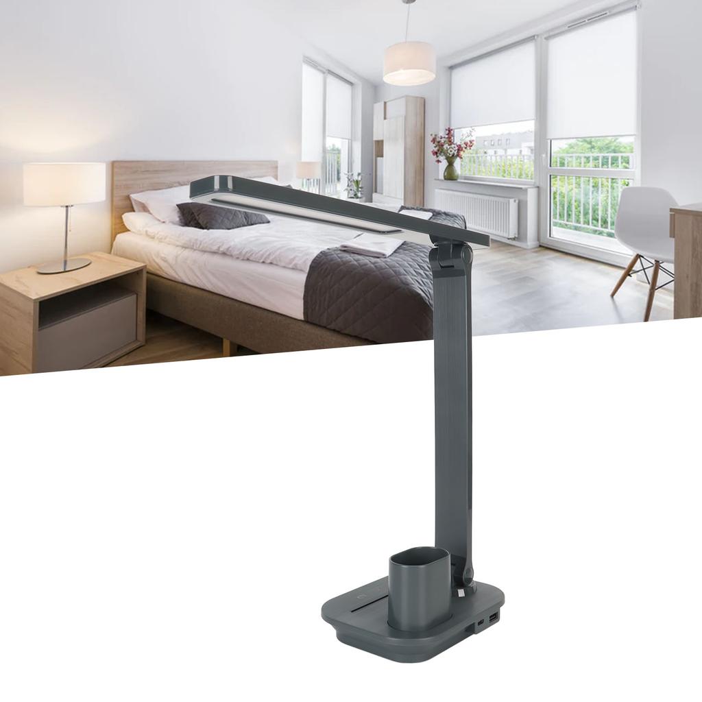 LED Desk Lamp 3 Colors Stepless Dimming Touch Control Eye LED Reading Light with USB Output