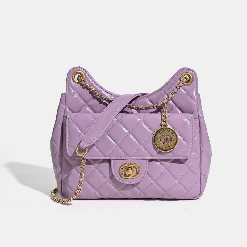 Niche leather messenger bag women's first layer cowhide rhombus chain bag shoulder women's bag