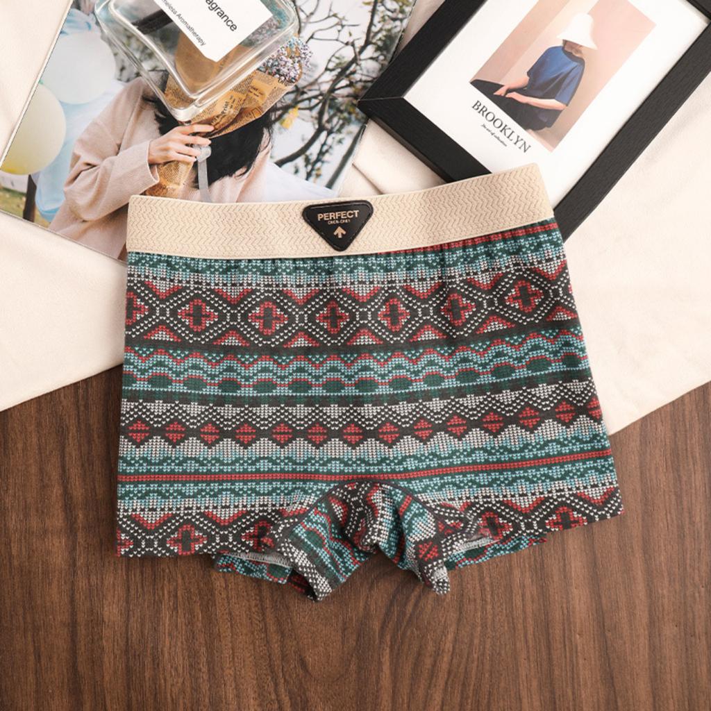 Damen Neue Baumwollschritt Slips, Ethnisch, Atmungsaktive Mittelhohe Taille Shorts