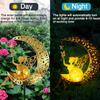 Solar Garden Statues Outdoor Decor IP65 Waterproof Moon & Fairy Solar Stake Light Moon Glass Globe with Angel Decor