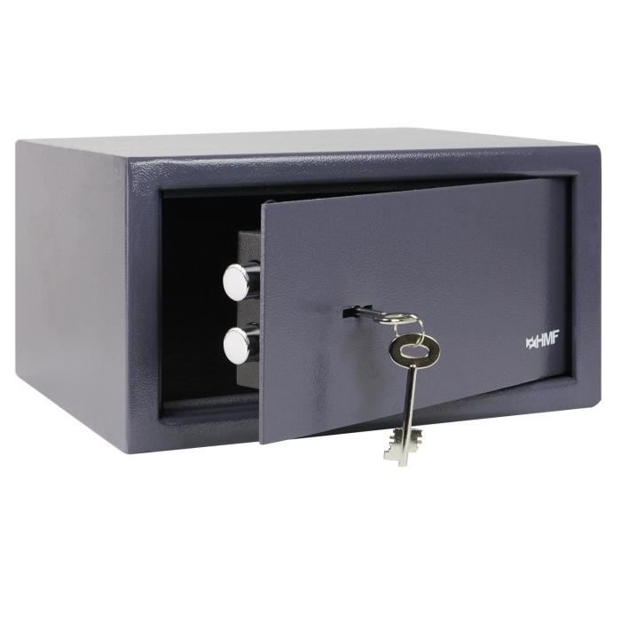 Coffre-fort - hmf - 49217-11 - serrure à panneton double - 31 x 17 x 28 cm - acier anthracite