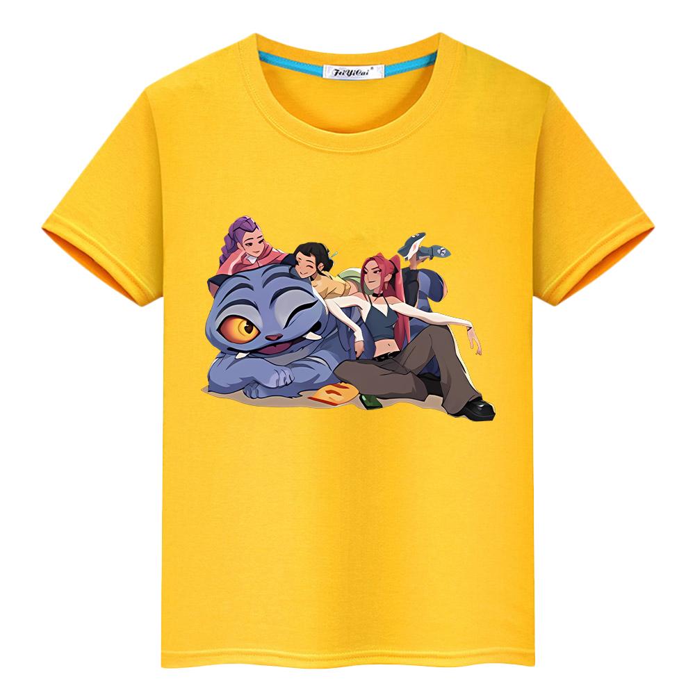 Tričko pro děti chlapec 10let kpop lovci démonů dětský potisk 100% bavlna roztomilá trička anime topy kawaii krátký y2k one piece dívčí oblečení