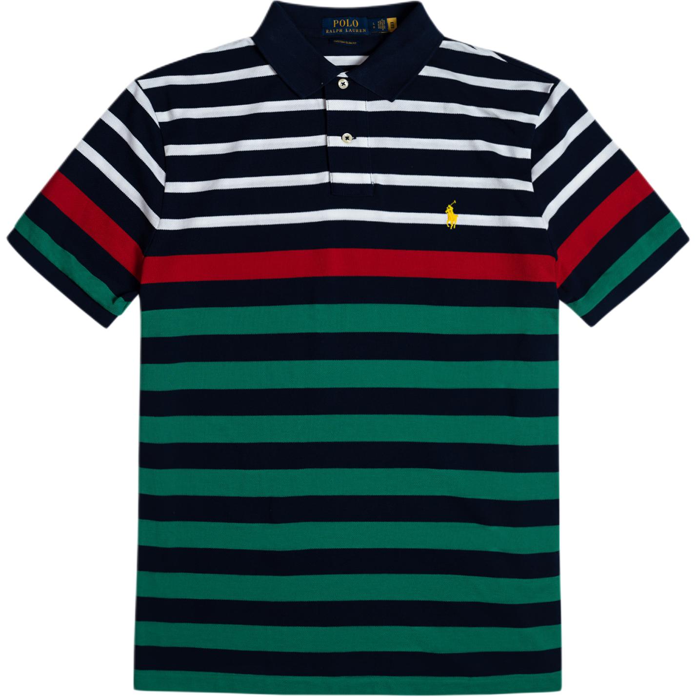 

Polo Ralph Lauren SS25 Striped Pony Logo Embroidered Short Sleeve Polo Shirt Men tops MNPOKNI1N821751-600 L