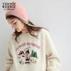 Teenie Weenie Women's 2025 Autumn Round Neck Faux Lamb Wool Sweatshirt