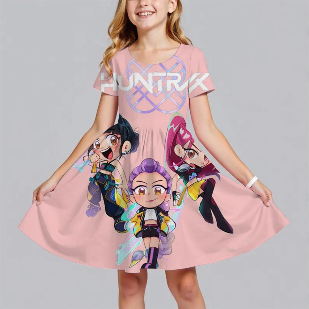 

Летние платья принцессы для девочек Животные Кошки Вечеринка День рождения Наряд Детский костюм Huntrix Kpop Платье охотников на демонов 120