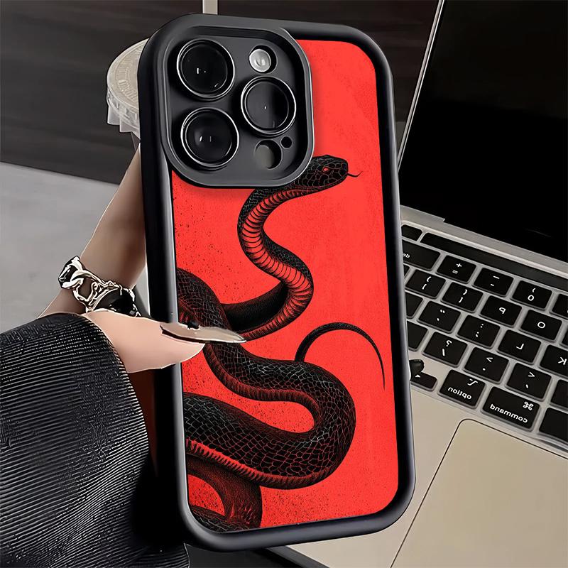 Phone Case for iPhone 17 Air 16E 15 16 Pro Max Black Snake Doodle Cover 14 Plus 13 12 Mini Soft Shell Silicone Fundas