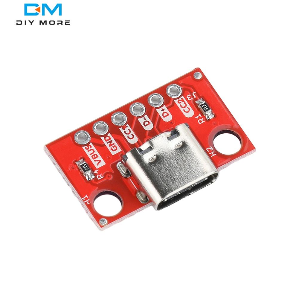 1/5PCS USB Type C Connector Board 3.1 Serial Basic Breakout Female Connector Breakout Board Red Adapter Board With Row Needles