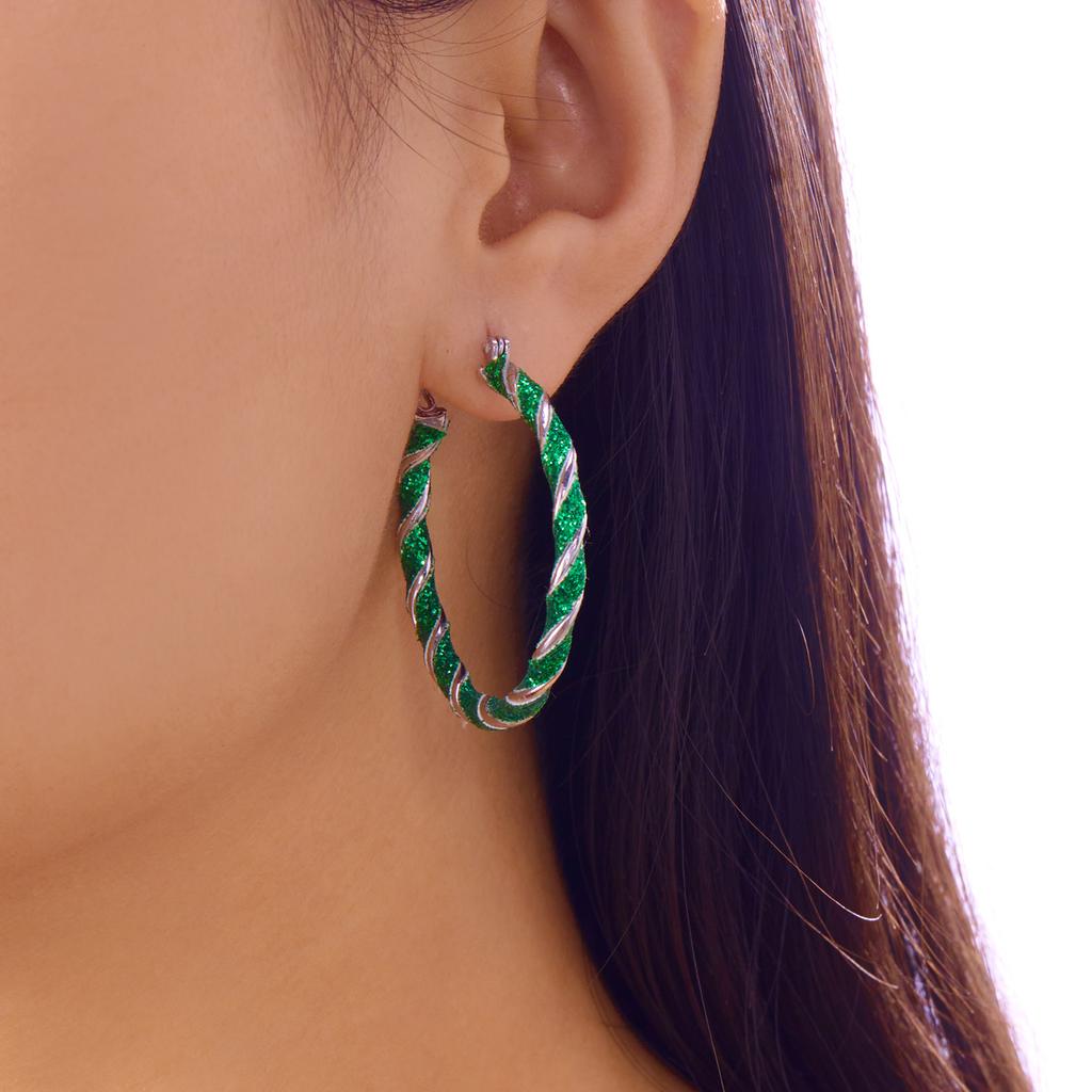 Minimalist Red Green Twist Round Circle Earrings for Women  Christmas Colorful Earrings Ear Hoop Festival Jewelry Gifts