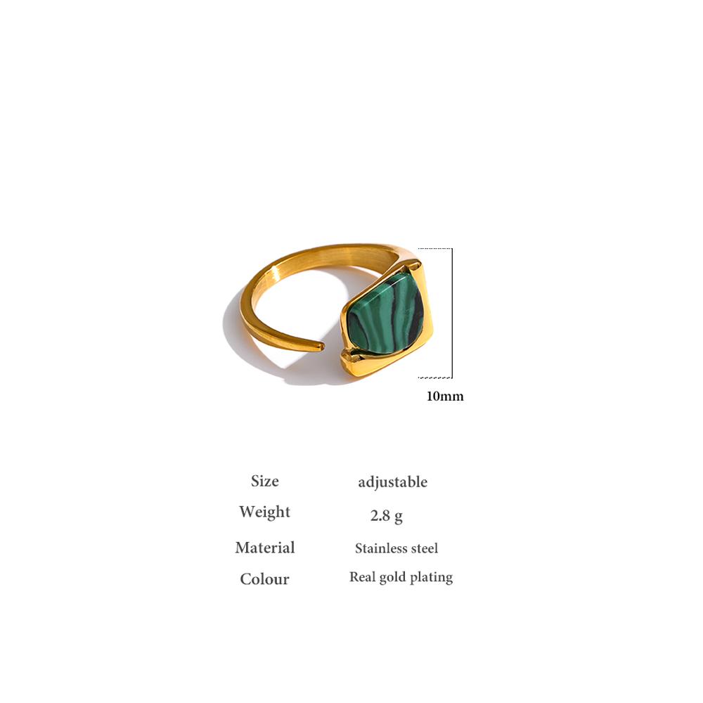 Yhpup New Stainless Steel Women Ring Jewelry Vintage Natural Stone Opening Metal Finger Ring joyería acero inoxidable mujer Gift