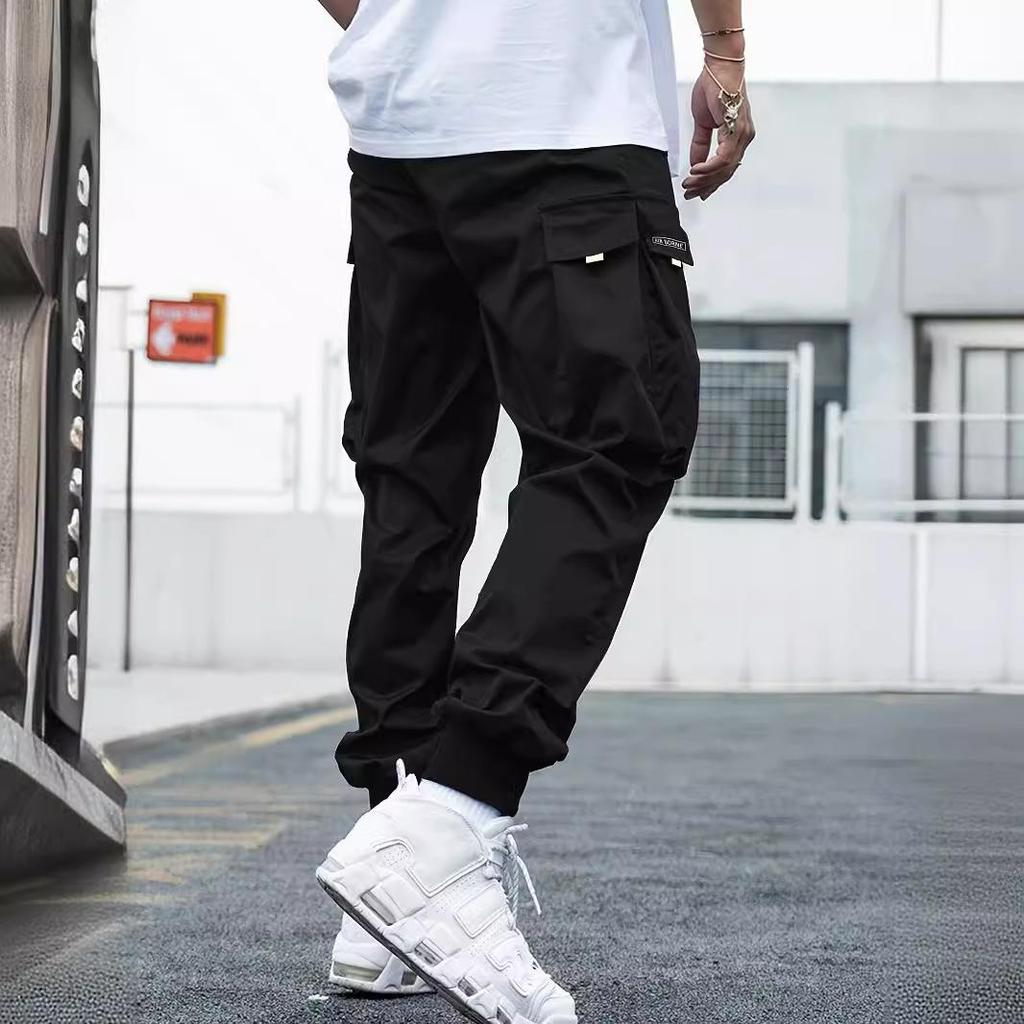 Pantaloni casual da uomo di marca alla moda, multi-tasche, gamba larga