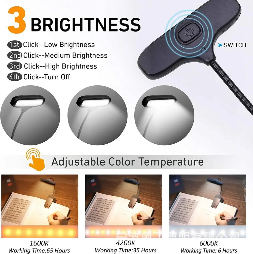 DurableTable Lamp Led Eye Protection Creative Reading Lamp Bedroom Student Clip Learning Small Table Lamp Type C Charging 400mAh