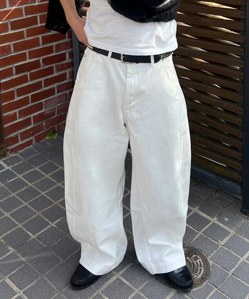 Tegseu Tx307 Curved Baggy Balloon Denim (Ivory)