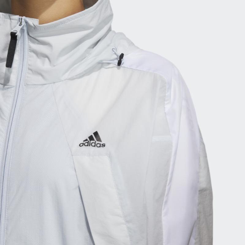 adidas Lightweight Windbreaker Jacket with Hood Women Outerwear White HB8922