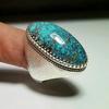 Vintage Inlaid Imitation Turquoise Women's Ring Trendy Silvery Color Geometry Daily Wear Party Jewelry Anniversary Gift