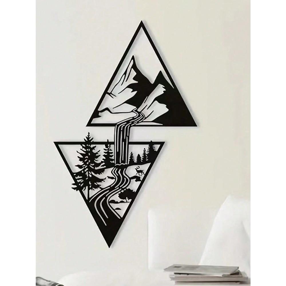 

1 шт., скандинавские горы и водопад, металлическое настенное украшение, декоративное подвесное украшение, железное ремесло для гостиной, офиса, домашнего декора, декора комнаты, настенного декора TY7350-01 разноцветный