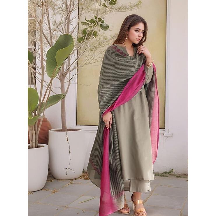 Kurti dritto tinta unita in rayon da donna con pantaloni e dupatta Abito da sera Salwar Kameez VFP-1865a