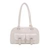 Fashion Women Patent Leather Tote Shoulder Bag Retro Style Satchel Purse with Buckle Pockets for Casual Daily Commute Streetwear