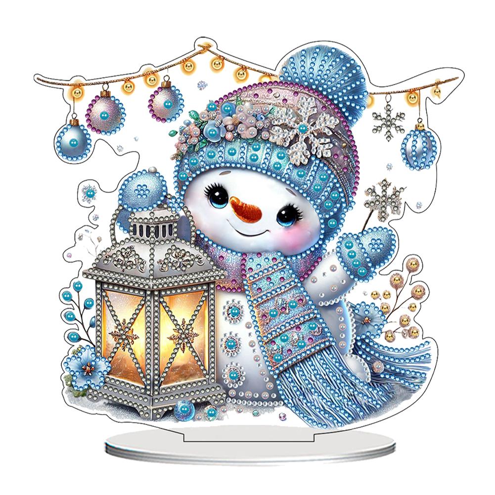 2D Flat Snowman Print DIY Desktop Diamond Art Kits 5D DIY Diamond Art Tabletop Decorations Diamond Painting Desktop Decorations