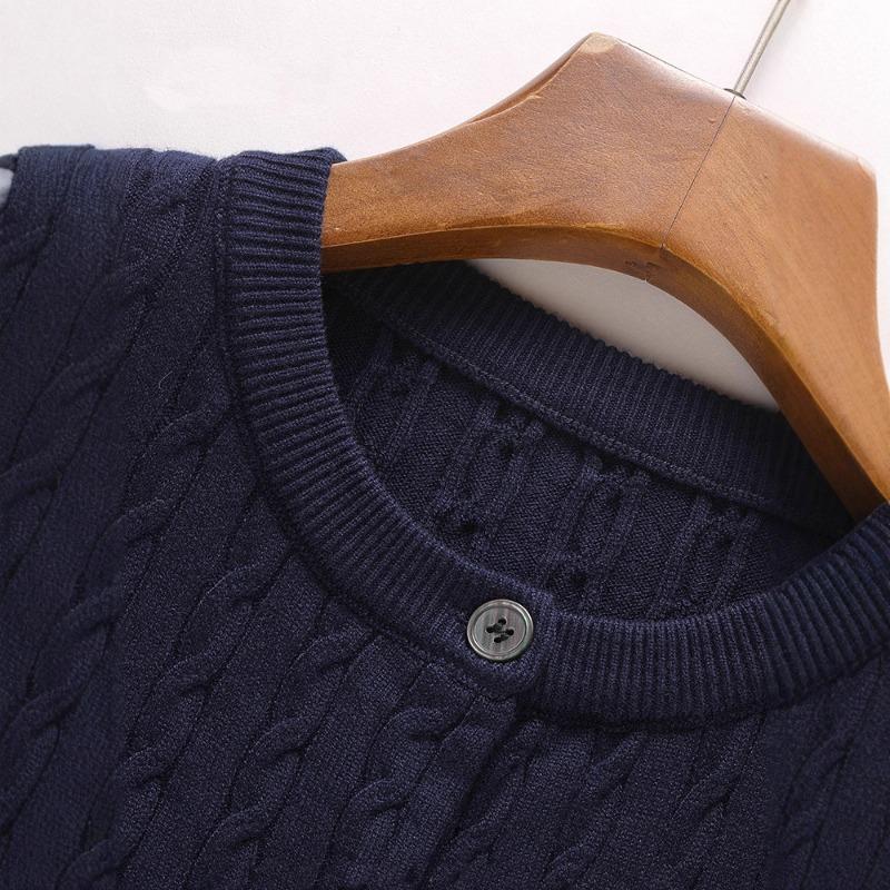Autumn New Retro Knitted Cardigan Design Sweater Long-sleeved Round Neck Temperament Jacket Top High-end Women's Clothing