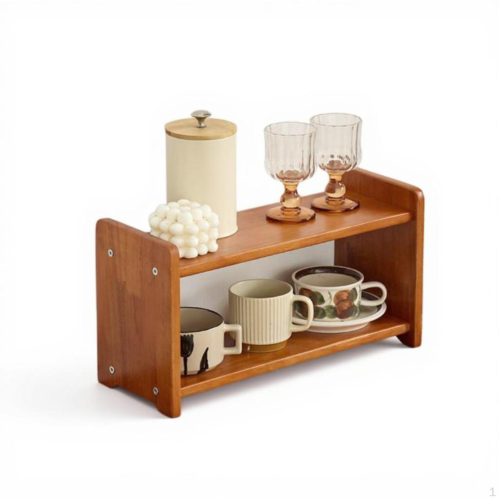 Hardwood mug organizer, multitier storage rack