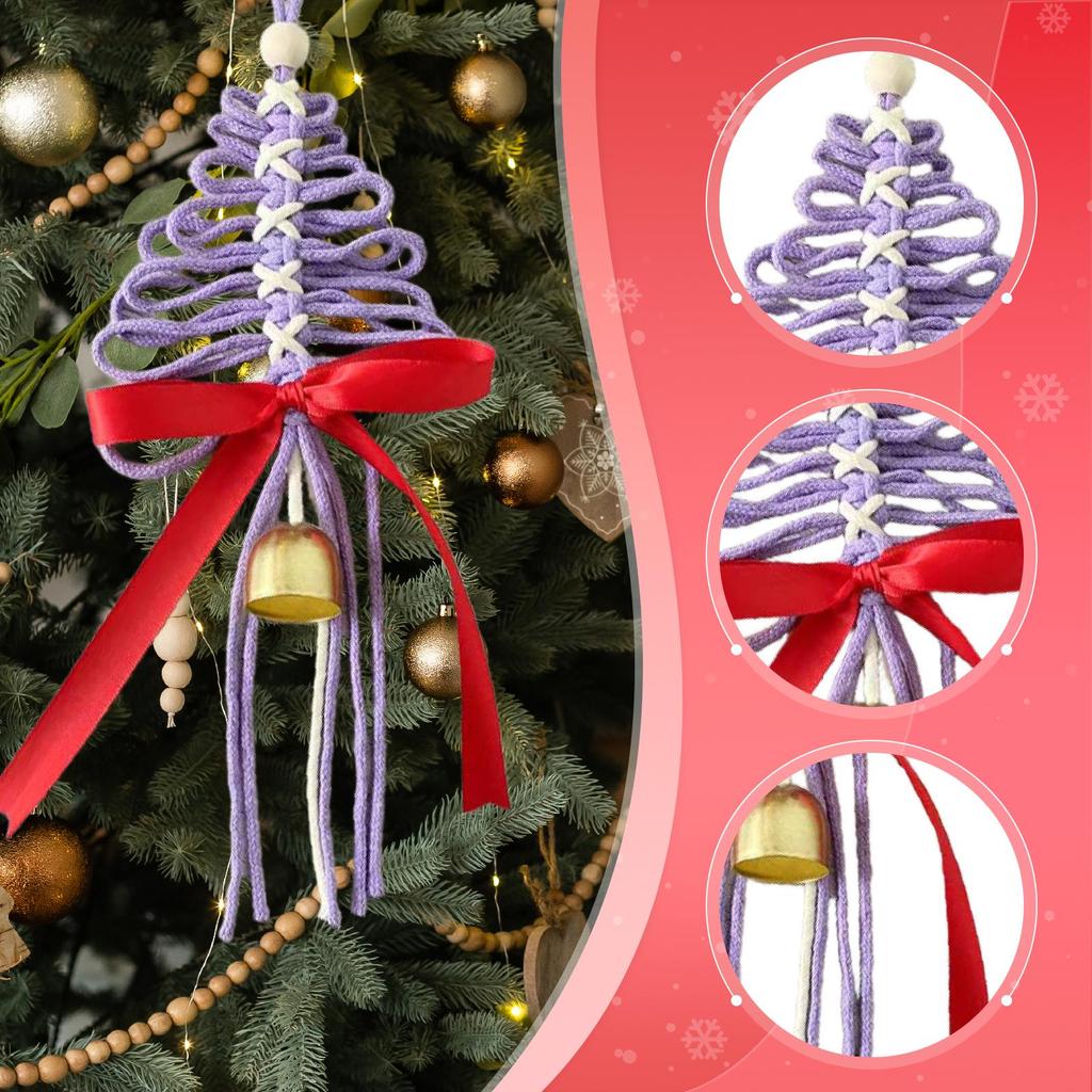 Handwoven Christmas Tree Pendant Ornament Christmas Decoration Versatile with Bell for Wall Home Festival Birthday Window