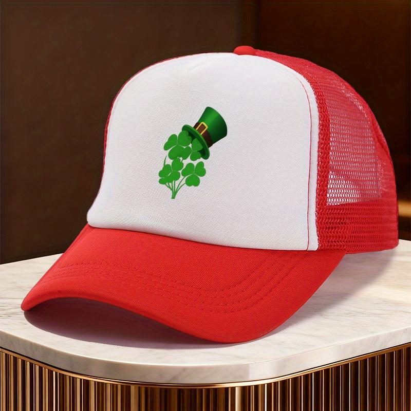 Irish Shamrock Leprechaun Hat Trucker Hat Mesh Adjustable Unisex Casual Baseball Cap for St Patrick Day