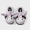 Black Kuromi Plush Cotton Slippers for Women - New Autumn/Winter 2024 Style, Thickened & Warm.