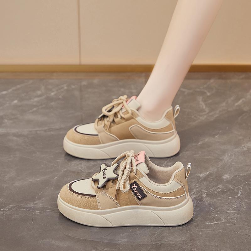 fashion 2024 Autumn Fashion New Women's Comfortable Solid Color Lace-up Low-top Simple Breathable Sneakers
