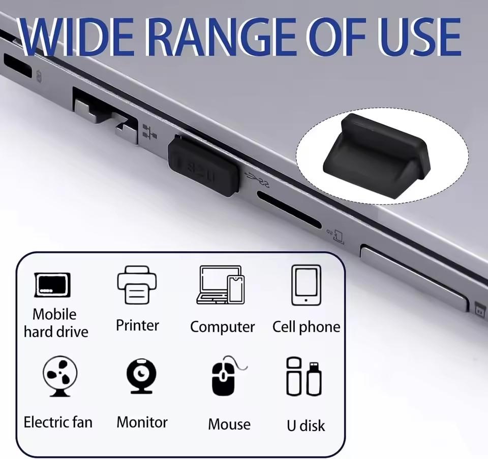 Xiaomi 60/40/20/10PCS USB A Dust Plugs for Laptop Notebook PC USB Charging Ports Protectors Silicone Dustproof Caps Dustplug Cover