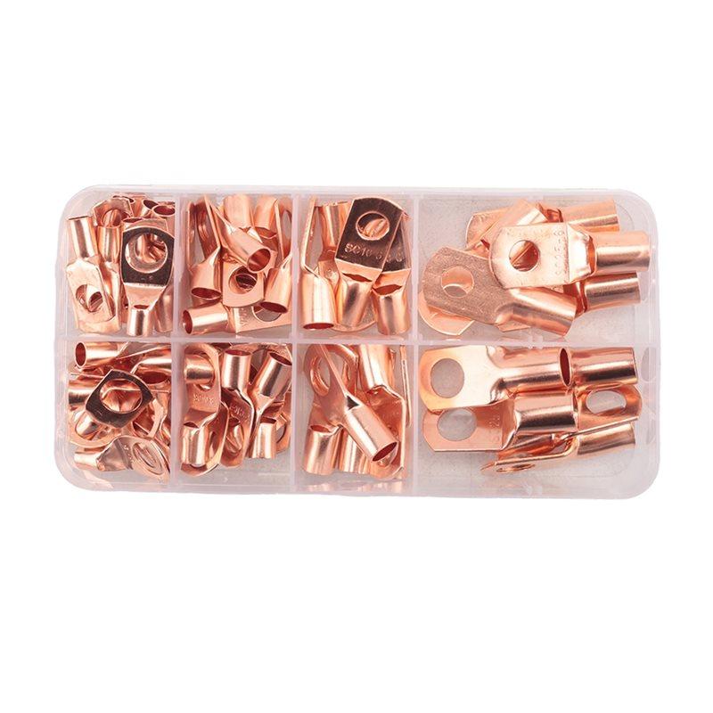ABWR-70Pcs Wire Lug Connector Ring SC6-25 Copper Connectors Bare Cable Electric Crimp Terminal Connector Kit