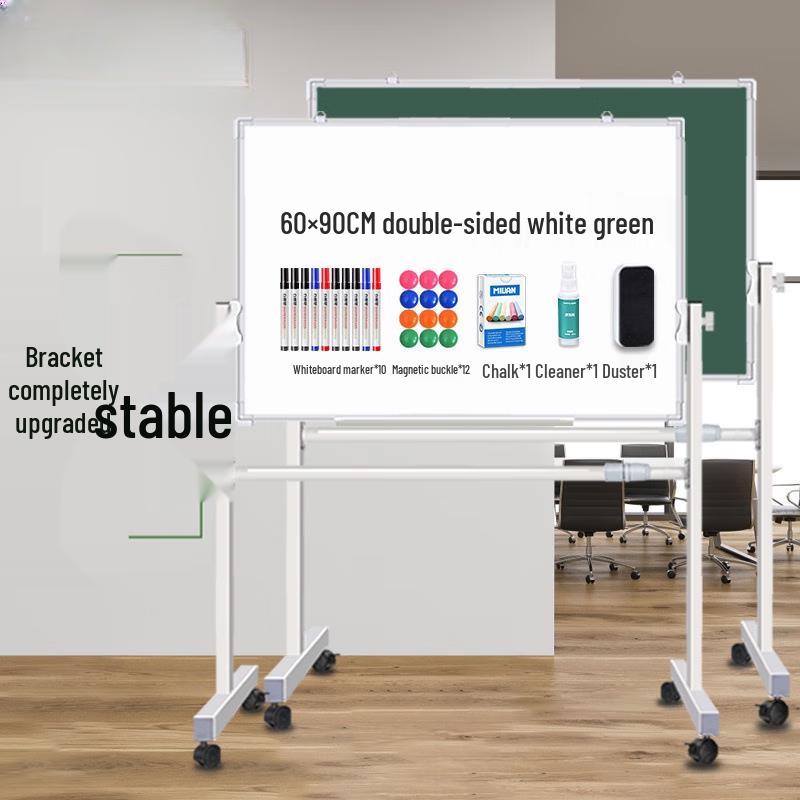 Thickened 60x90cm Double-sided Magnetic Whiteboard & Blackboard with Stand