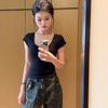 Lace Trim Sweet Spicy Large Neckline Short-Sleeved Women's T-Shirt, 2025 Summer Trendy Design