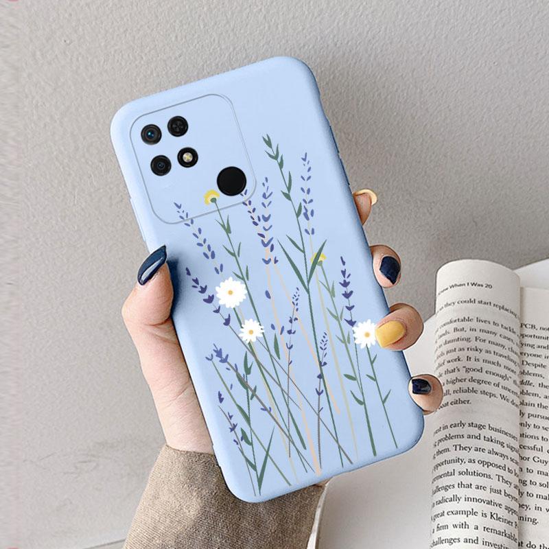 Case For Redmi 10 10C 10A Cute Heart Flower Back Cover Soft Silicone Matte Protective Funda For Xiaomi Redmi 10C Redmi10 Bag