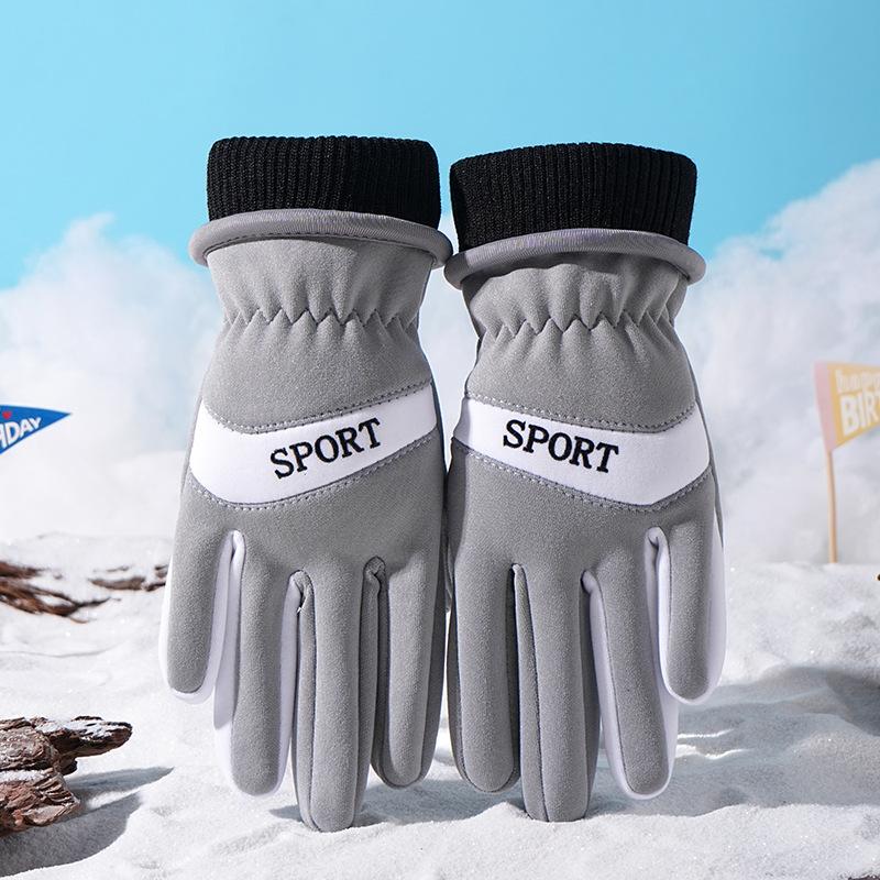 Herbst- und Winter Outdoor Kälteschutz und Wärme Fleece Schneespiel Anti-Rutsch Reiten Cartoon Großauge Winddichte Handschuhe