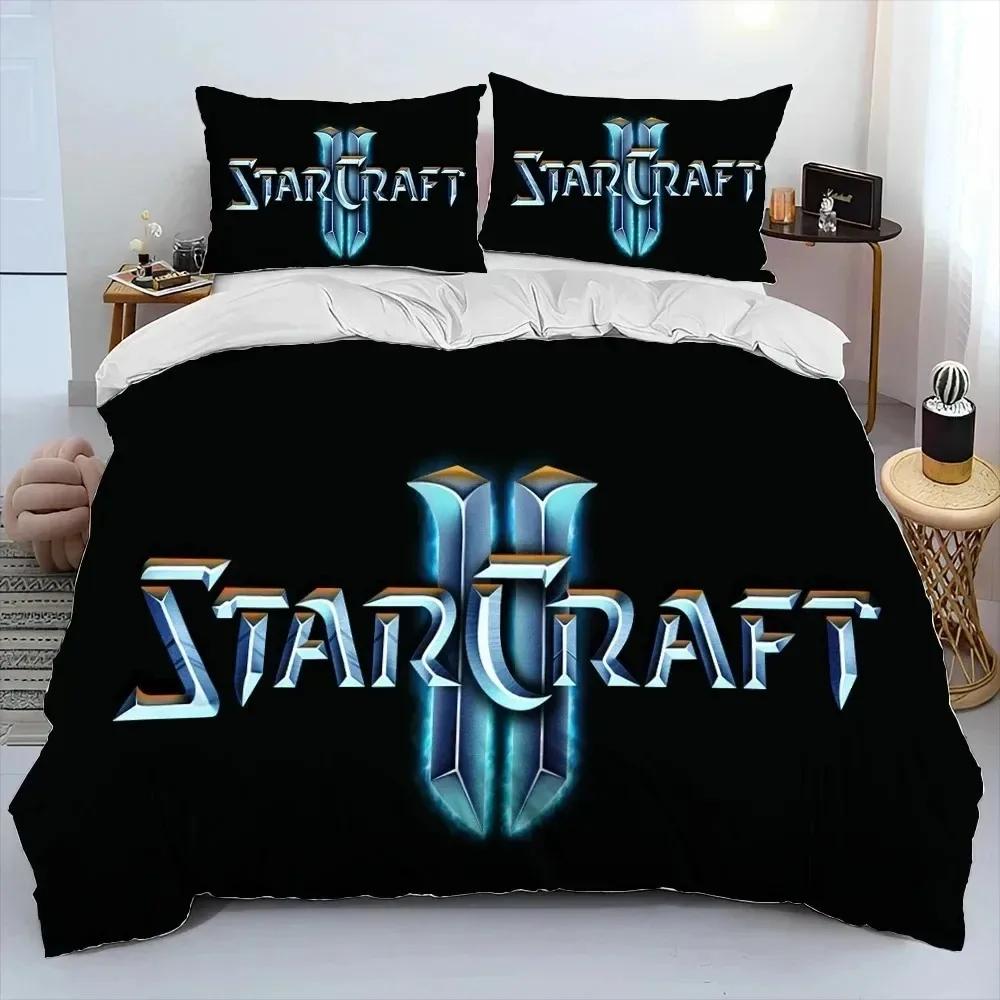 Zestaw pościeli 3D HD StarCraft Gra Gamer PC, Poszwa na kołdrę Zestaw do łóżka Poszwa na kołdrę Poszewka na poduszkę, Zestaw pościeli w rozmiarze king queen dla dzieci