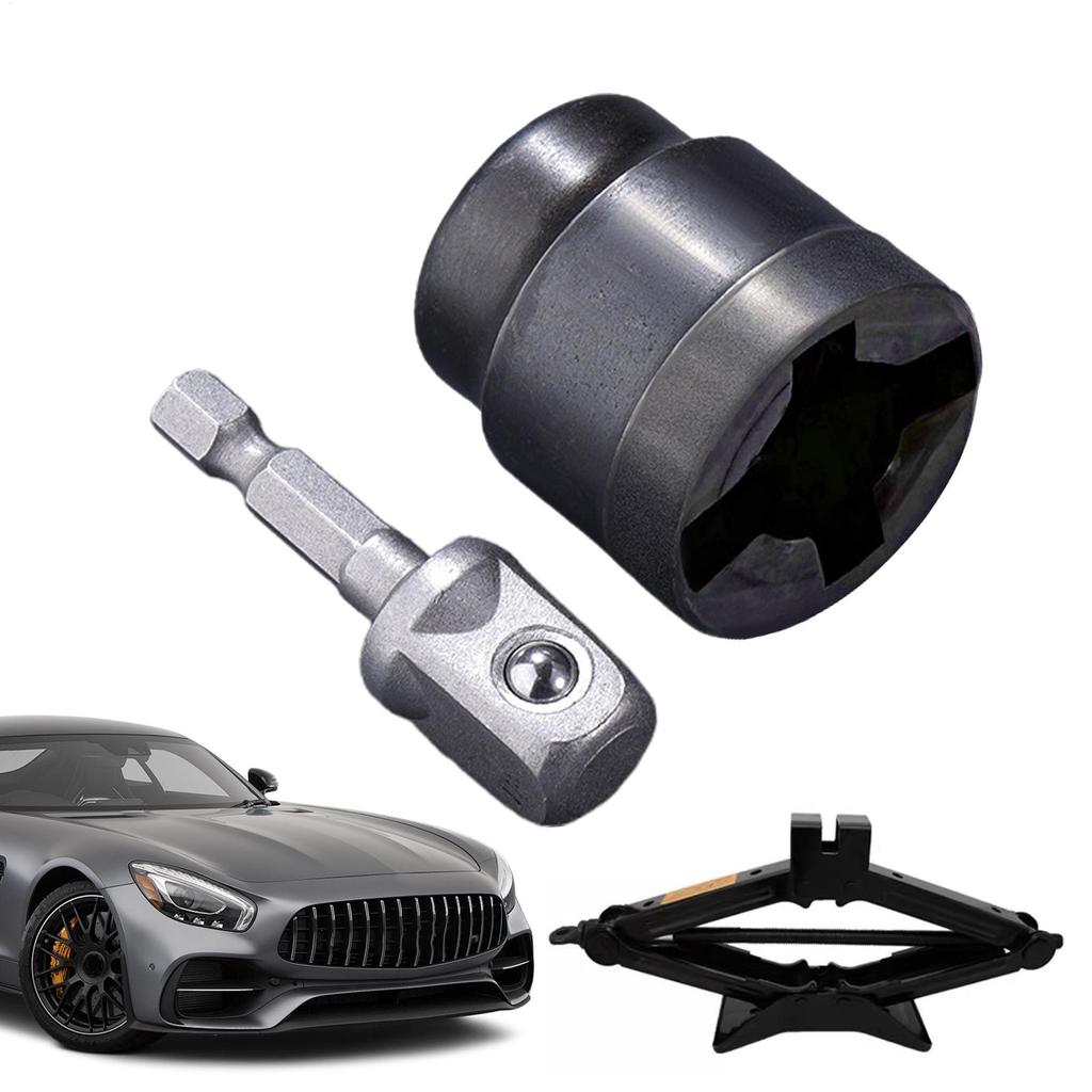 Coche Toma especial gato de tijera Adaptador para gato de tijera Gato estabilizador para autocaravana Adaptador para taladro Herramienta convertidora resistente al óxido Accesorio de cambio