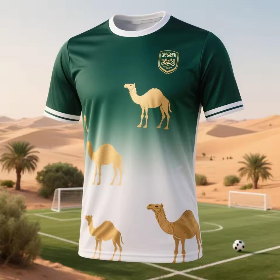 MDHAO xin nan zhuang  3D txu Mode Saoedi-Arabi&euml; Vlag Voetbalshirt T-shirts Trend Zomer Nationaal Embleem 3D Geprint Sport T-shirts Los Ademend Y2k Tops XXS